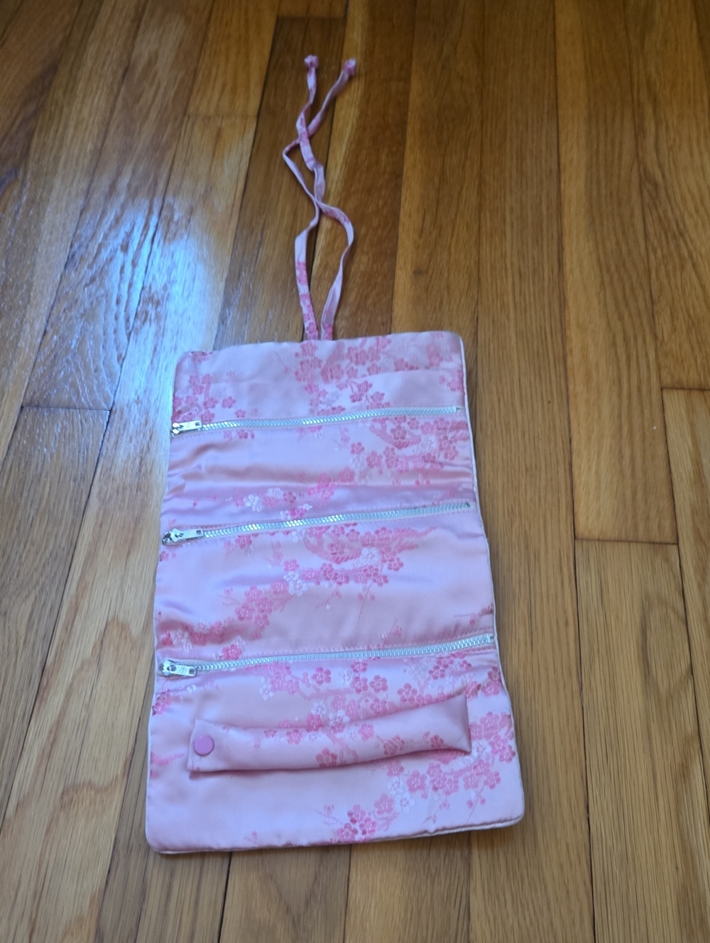 Vintage Pink Floral Travel Jewelry Organizer Roll